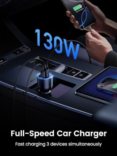 UGREEN 130W Car Charger, USB C Fast Charger, Cigarette Lighter Adapter - 2