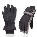 XTACER Kids Ski Snow Gloves Snowboard Winter Warm Cold Weather Gloves for Boys Girls Children (Black & Gray...
