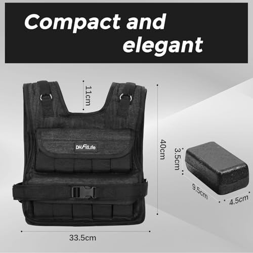 DH FitLife 20kg Adjustable Weighted Vest, Compact & Stable for Muscle Building & Strength Training, Weight Vest, Running Vest for Men & Women, Fitness Training Vest - Image 3