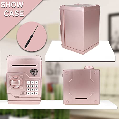 TOPBRY Piggy Bank for Kids ,Electronic Password Piggy Bank Kids Safe Bank Mini ATM Piggy Bank Toy for 3-14 Year Old Boys and Girls (Rose Gold) - Thumbnail 4