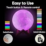 CPLA Moon Amélioration de la lampe 128 Couleurs, 5.9inch/ 15cm 3D Stand en bois de lumière nocturne & Télécommande/Touch Control et USB Rechargeable, Cadeaux pour Enfants Filles Garçons Femmes Anniversaire