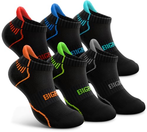Bigant - Bigant Boys Socks Low Cut Ankle Athletic Running Socks Cushioned Compression Arch Support for 4-12 Years Girls Kids 6 Pairs(Black,Large) - -33%