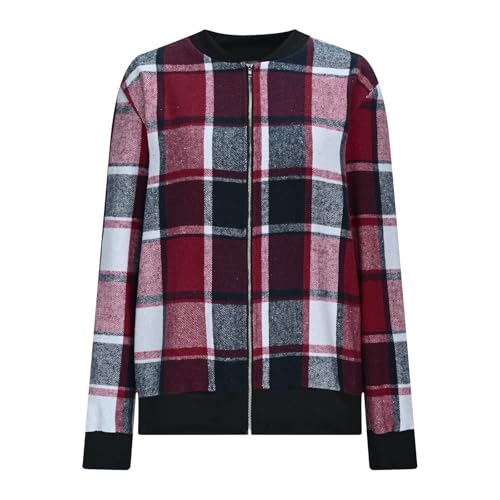 Plaid Shirts for Women Zip Up Shackets Jackets Casual Long Sleeve Flannel Jacket Fall Outfits for Women 20254