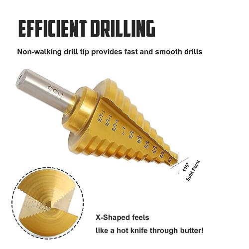 Comoware TGSTEP-5 Step Drill Bit Set 5-Piece Titanium-Coated thumb #2