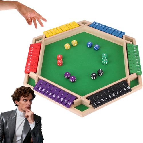 JLKVB Shut The Box Game, Shut The Box Board Game Wooden 6 Player, The Boxs Dice Game Online for Adults, Nsuring Long-Lasting Use for Endless Family Fun Across All Ages (A#)
