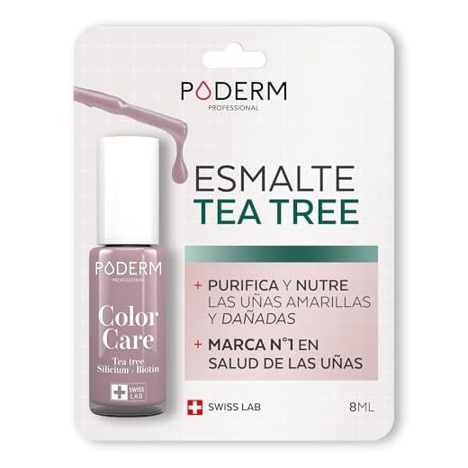PODERM - ESMALTE DE UÑAS TEA TREE PARA HONGOS DE UÑAS - COLOR PARMA - TRATAR LAS UÑAS AMARILLAS/DAÑADAS - Esmastas-cuidado - Previene y trata HONGOS - CUIDADO 2 IN 1 - FÓRMULA ÚNICA - Hecho en Suiza