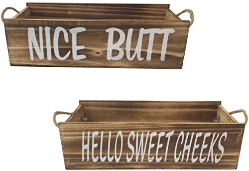 Nice Butt Farmhouse Kitchen Decor for the Home | 2 Sided Nice Butt Bathroom Decor Box | Rustic Kitchen Decor and Accessories | Bathroom Toiler Box | Dining Room Wall Decor | Kitchen Table Decor Gift