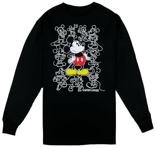 Image of Disney Mickey Mouse Long Sleeve Tee (US, Alpha, Large, Regular, Regular, Sketch Black)
