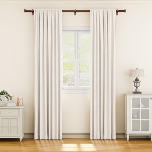 Image of YaFex Curtain Rods 2 Pack 32-84 Inch, Heavy Duty 1 Inch Curtain Rod, Bronze Long Adjustable Window Treatment Rods, Modern Design, Easy Installation