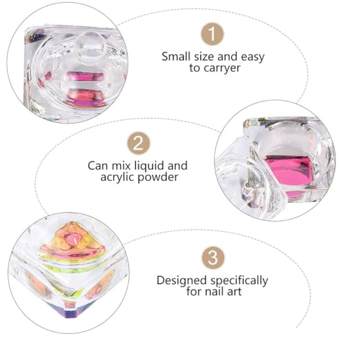2 piezas de vasos de cristal para arte de uñas con tapa miniatura 3