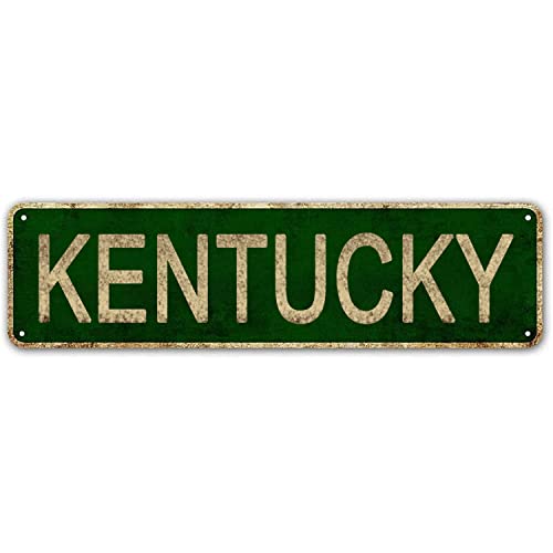 LINStore Kentucky Sign, America State Name Vintage Metal Tin Sign, Wall Decor for Office/Home/Classroom - Best Decor Gift Ideas for Women Men Friends 4x16 Inches