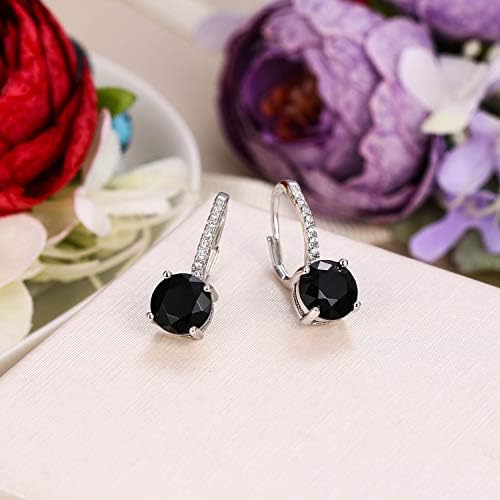 EVER FAITH Women's 925 Sterling Silver Full Zircon Fashion Round Drop Leverback Dangle Earrings