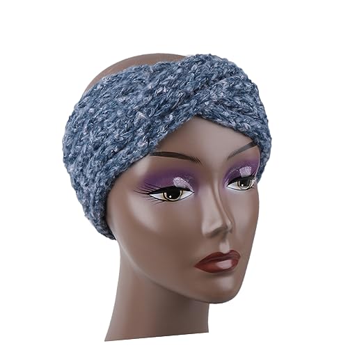 TINEASUR Woolen Headband Hair Hoop Elegant Knotted Headband for Makeup Fashion Dark Blue