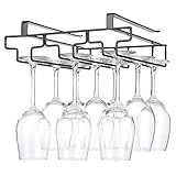 FOMANSH ワイングラスホルダー 吊り下げ 穴あけ不要 収納可能 ネジ止め不要 棚厚さ調節可能 キッチン 黒色