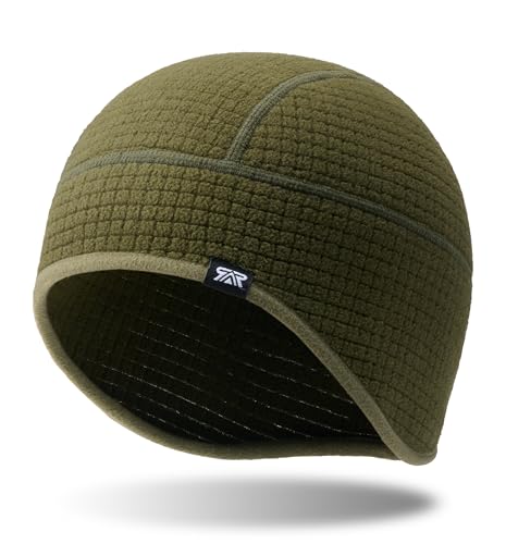 SUNMECI Winter Thermal Helmet Liner Skull Cap, Fleece Lined Warm Cycling Cap Ski Hat Beanie for Men Women Army Green