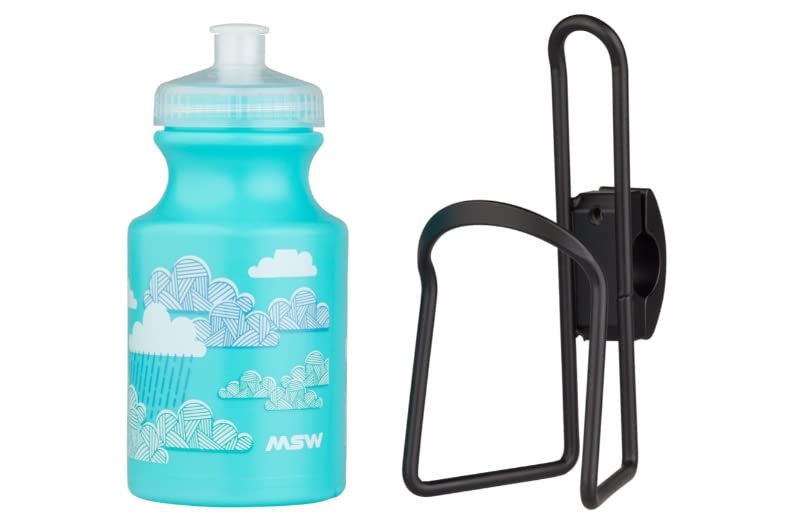 MSW Kids Water Bottle and Cage Kit - Clouds w/ Black Cage