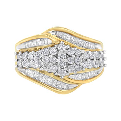 Haus of Brilliance 10K Yellow Gold Round and Baguette Cut Diamond Ring (1 1/2 cttw, H-I Color, I2-I3 Clarity)