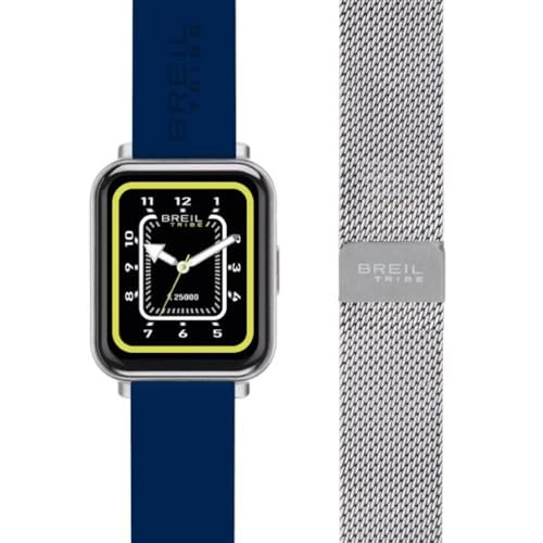 Breil Uhr Unisex SBT-2 Ziffernblatt SCHWARZ Bewegung SMARTWATCH SMARTMODULE e MASCHENBAND Silicon + Steel Silber, BLAU EW0673