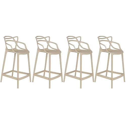 Loft7, Kit 4 banquetas médias bancada cozinha Masters Allegra 66 cm