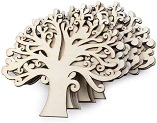 WINOMO 10pcs Family Tree Wood Cutout Blank Wooden Tree Embellishments for DIY Crafts Decoration