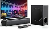 TV Sound Bar, Soundbar with RGB LED Lights & 2.1CH Bluetooth Speaker Surround System, 180W Surround Sound, AUX/Optical/HDMI ARC Home Theater Speaker, 2 in 1 Detachable for Smart TV/Projector/Gaming/PC