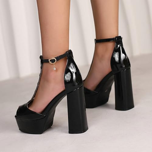 Sandales à talons épais pour marcher sans douleur avec sangle réglable
