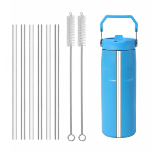 6Pack Plastic Straw Replacement Fit for Stanley IceFlow Flip Straw 2.0 Water Bottle 24 OZ, Tritan Clear Drinking Straws Fit for Stanley Iceflow 24oz (Only),with 2Pcs Reusable Cleaner Brush
