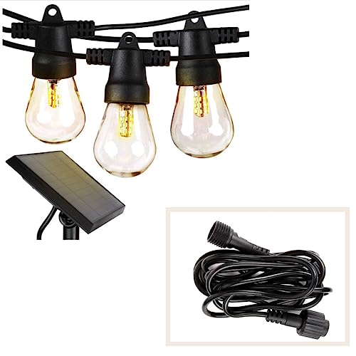 Bundle With 6Ft Extension Cable Commercial Grade Fitted For The Commercial Grade Waterproof Patio Lights, 48 Ft Edison Bulbs, Shatterproof Led Solar String Lights - 1W Led #TOP6