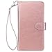 iPhone 7 Plus Case, ULAK [Card Slot] Magnetic Hybrid Flip Wallet Case Premium PU Leather Hand Strap Cover For Apple iPhone 7 Plus iPhone 7 Pro [5.5inch] Devices-Rose Gold