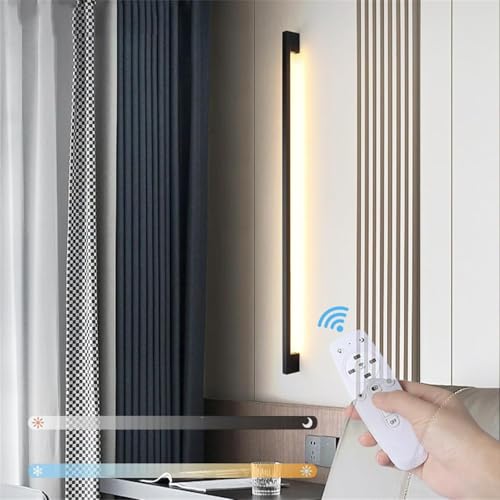 Aplique de pared aluminio acrílico negro de 100cm con diseño arquitectónico regulable