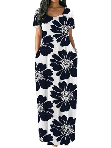 Image of Nimsruc Women Summer Long Dress Casual Sexy Short Sleeve Loose Maxi Dresses for Women 2025
