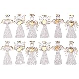 Klarglas-Aufhänger, 12 Stück, Mini-Weihnachtsschmuck, transparent, zum Aufhängen, Glas-Engel, Kunst, Gebet, Schutzengel, Ornamente für Weihnachtsbaum, drinnen und draußen, religiöse Dekoration