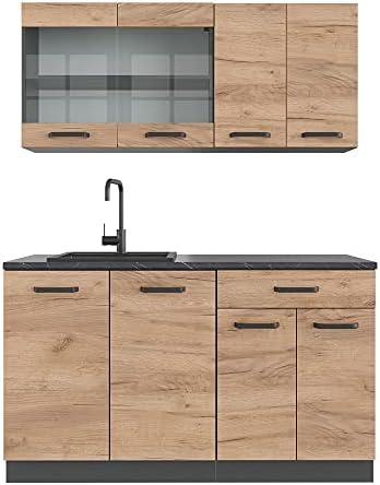 Vicco Cuisine R-Line, Chêne doré/Anthracite, 140 cm, PT Anthracite