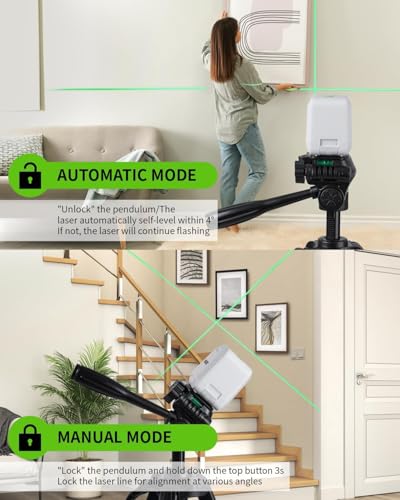 Image of Firecore 82Ft Self Leveling Laser Level, Green Cross Line Laser Leveler Tool with Brightness Adjustment, Accurate Lazer Level for Picture Hanging Home Decoration,Battery Carry Pouch Included