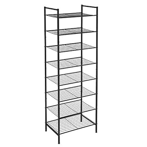 SONGMICS schoenenrek, schoenenrek met 8 niveaus, smal, voor 16-24 paar schoenen, ruimtebesparend, veel opbergruimte…