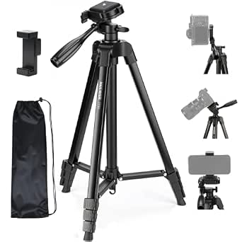 NEWER Entry Level Tripod for Cell Phone & Camera, Metal Lightweight Portable Travel Stand with Cold Shoe Mount