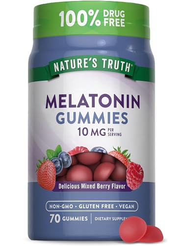 Natures Truth Melatonin 10mg Gummies | 70 Count | Berry Flavor | Vegan Non-GMO and Gluten Free Supplement