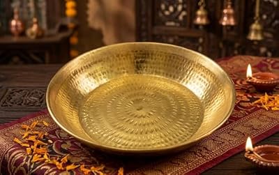Indian Traditional Brass Parat Dough Maker Mixer Kneader 35.56 cm