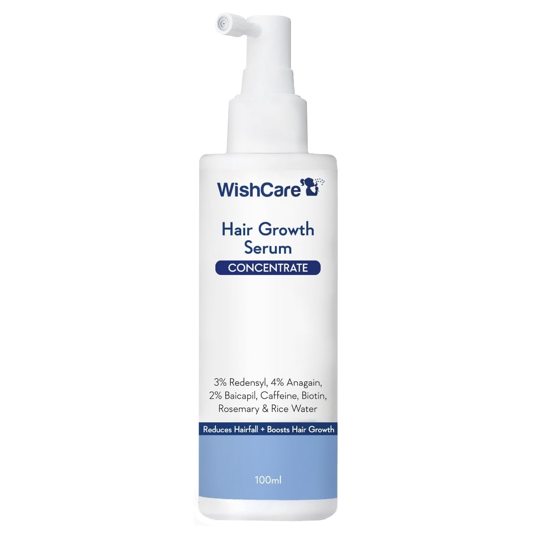WishCare Hair Growth Serum Concentrate - 3% Redensyl, 4% Anagain, 2% Baicapil, Caffeine, Biotin & Rice Water - Advanced Hair Growth Serum for Hair Fall Control 100ml