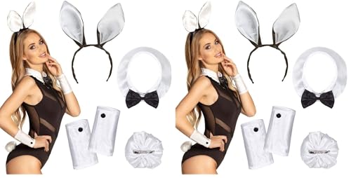 Boland 52319 - Kostüm-Set Hase, Haarreif, Kragen, Manschetten und Puschel, Bunny, Kaninchen, Tier-Kostüm, Karneval, Mottoparty, Halloween