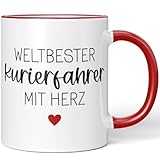 JUNIWORDS Tasse, Weltbester Kurierfahrer, Rot (6687349)