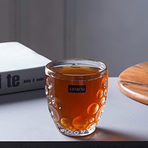 Image of The Artment your artistic apartment Your Artistic Apartment Gold Rimmed BubbleSwirl Crystal Whiskey Glasses Set of 8 for Drinkng Water | Wine | Wishkey | Juice| Cocktail | Home, Kitchen and Bar