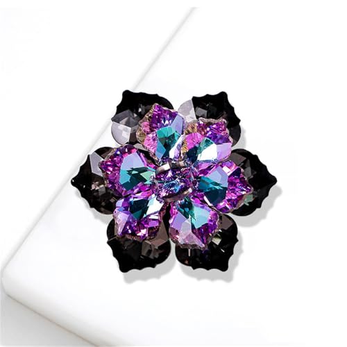 Image of Elegant Rhinestone Flower Brooch Pin for Women Handmade Shiny Crystal Snowflake Cherry Blossom Brooches Lapel Pins Dress Accessories Anniversary Wedding Jewelry