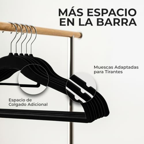 Miniatura 5 de Utopia Home Perchas De Terciopelo - Perchas Para Trajes De Terciopelo Con Tie Bar - Antideslizantes Negro, Paquete De 50