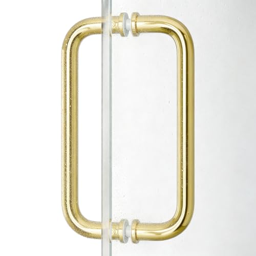 Ranbo Glass Shower Door Handle, 8" Hole Spacing, Polished Gold