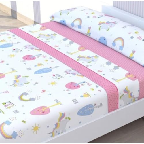 HM'S HOME'SECRET Juego de Sábanas de 100% Microfibra, 3 Piezas, Varios Modelos y Tamaños. (Infantil Unicornio, Cama 90cm)