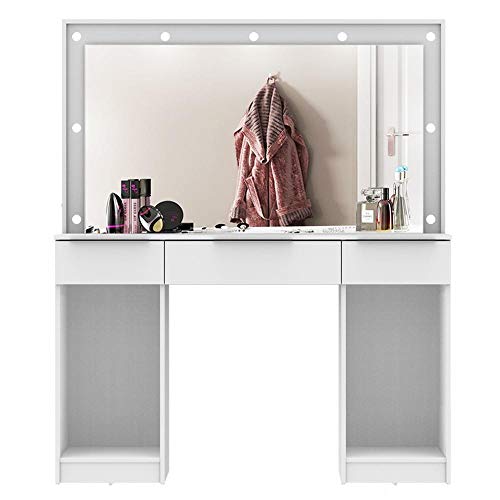 Penteadeira Camarim com Espelho 3GV 2PT Branco