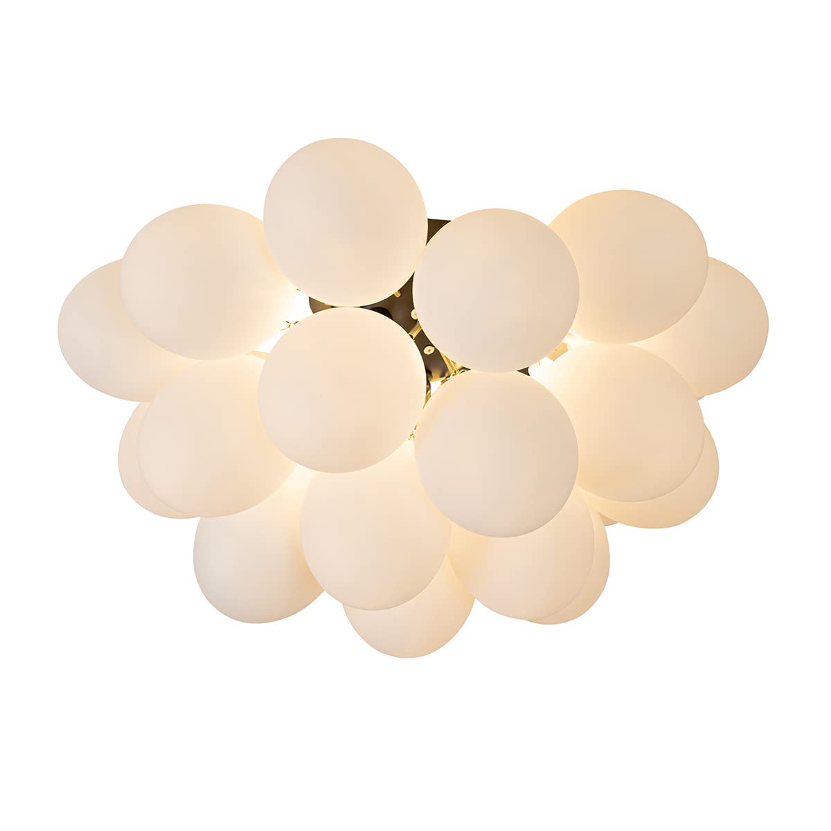 Qazqa - Design Art-Deco-Deckenleuchte I Deckenlampe I Lampe I Leuchte schwarz mit Opalglas 6-flammig - Uvas I Wohnzimmer I Schlafzimmer - Kugel I Kugelförmig - LED geeignet G9