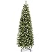 Produktbild YITAHOME 182cm Künstlicher Weihnachtsbaum Schmal mit 200 LED Beleuchtung, ca. 700 Spitzen, Naturgetreu Tannenbaum mit Klappsystem & Metallständer, Schnellaufbau für Zuhause Geschäfte, 182 x 65cm