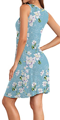 Image of Akihoo Women Summer Casual Sleeveless Midi Plain Pleated Tank Vest Dresses